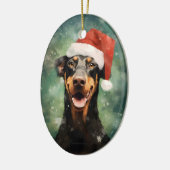Doberman Kerstborstel schilderen kunstwerk Keramisch Ornament (Links)