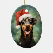 Doberman Kerstborstel schilderen kunstwerk Keramisch Ornament (Achterkant)