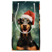 Doberman Kerstborstel schilderen kunstwerk Klein Cadeauzakje (Voorkant)