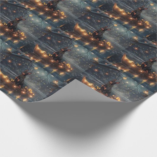 Doberman Kerstfeest reis Cadeaupapier (Hoek)