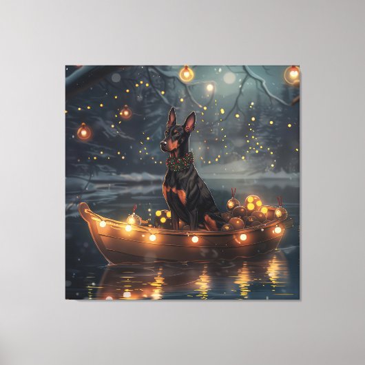 Doberman Kerstfeest reis Canvas Afdruk (Voorkant)