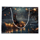 Doberman Kerstfeest reis Groot Cadeauzakje (Achterkant)