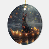 Doberman Kerstfeest reis Keramisch Ornament (Links)