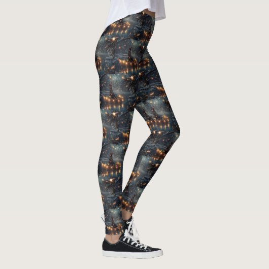 Doberman Kerstfeest reis Leggings (Rechts)