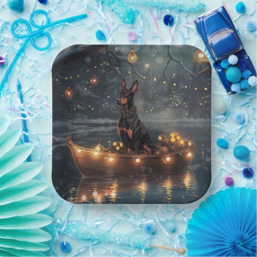 Doberman Kerstfeest reis Papieren Bordje (Feest)