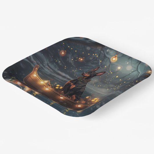 Doberman Kerstfeest reis Papieren Bordje (Gebogen)