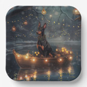 Doberman Kerstfeest reis Papieren Bordje (Voorkant)