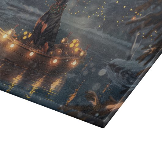 Doberman Kerstfeest reis Snijplank (Hoek)