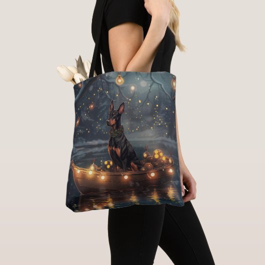 Doberman Kerstfeest reis Tote Bag (Dichtbij)