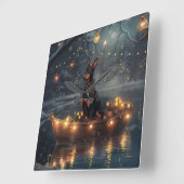 Doberman Kerstfeest reis Vierkante Klok (Hoek)