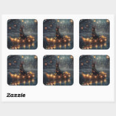 Doberman Kerstfeest reis Vierkante Sticker (Vel)