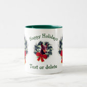 Doberman Kerstfeestdag - Gepersonaliseerd Tweekleurige Koffiemok (Center)