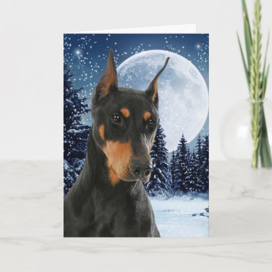 Doberman-kerstkaart Feestdagen Kaart (Voorkant)