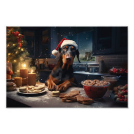 Doberman Kerstkoekjes Feestelijke vakantie Foto Afdruk