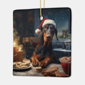 Doberman Kerstkoekjes Feestelijke vakantie Keramisch Ornament (Links)