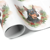 Doberman Kerstkrans feestelijke pup Cadeaupapier (Rol Hoek)