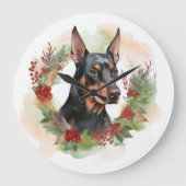 Doberman Kerstkrans feestelijke pup Grote Klok (Voorkant)