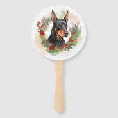 Doberman Kerstkrans feestelijke pup Handwaaier (Achterkant)