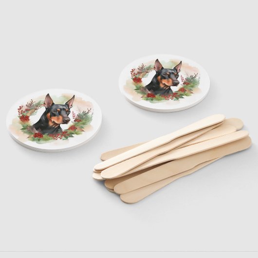 Doberman Kerstkrans feestelijke pup Handwaaier (Niet-gemonteerd)