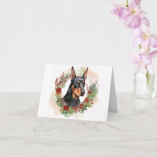 Doberman Kerstkrans feestelijke pup Kaart (Orchidee)