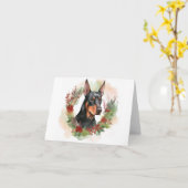 Doberman Kerstkrans feestelijke pup Kaart (Gele Bloem)