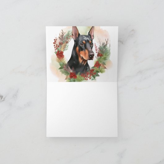 Doberman Kerstkrans feestelijke pup Kaart (Binnen)