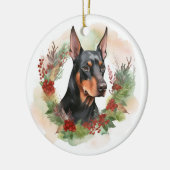 Doberman Kerstkrans feestelijke pup Keramisch Ornament (Links)