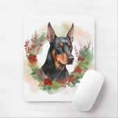 Doberman Kerstkrans feestelijke pup Muismat (Met muis)