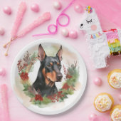 Doberman Kerstkrans feestelijke pup Papieren Bordje (Feest)