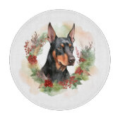 Doberman Kerstkrans feestelijke pup Snijplank (Voorkant)
