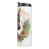 Doberman Kerstkrans feestelijke pup Thermosbeker (Geroteerd rechts)