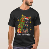 Doberman kerstlampjes - kerstkerstmanboom - pyjama t-shirt (Voorkant)