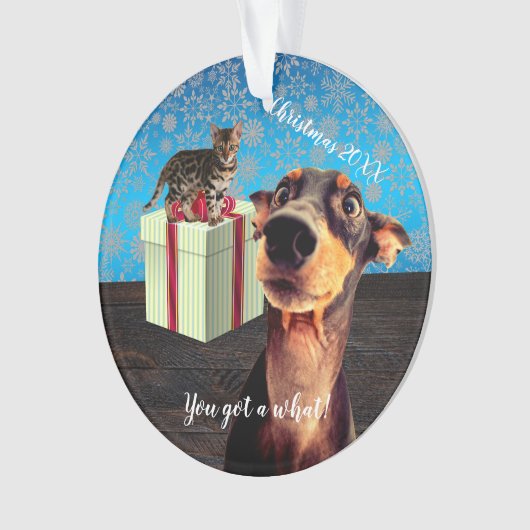 Doberman Kerstmis Ornament (voorkant)