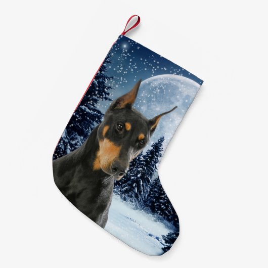 Doberman Kerstmis Stocking Kleine Kerstsok (Voorkant (Hangend))