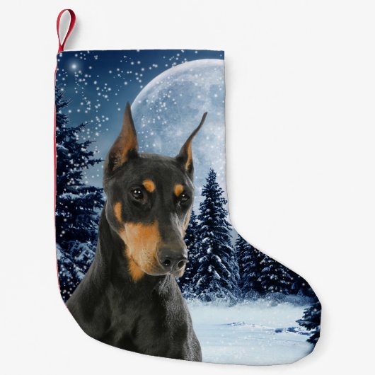 Doberman Kerstmis Stocking Kleine Kerstsok (Voorkant)