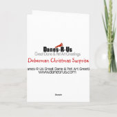 Doberman-kerstverrassing Feestdagen Kaart (Achterkant)