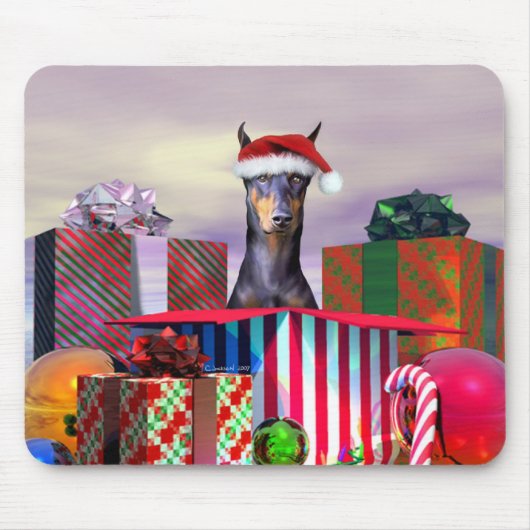 Doberman-kerstverrassing Muismat (Voorkant)