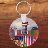Doberman-kerstverrassing Sleutelhanger (Voorkant)