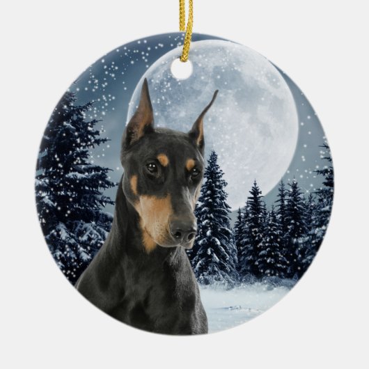 Doberman-kerstversiering Keramisch Ornament (Voorkant)