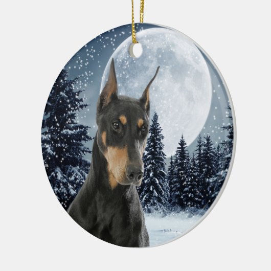 Doberman-kerstversiering Keramisch Ornament (Links)