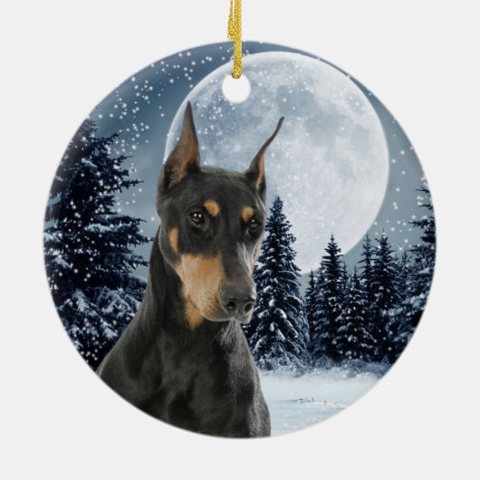 Doberman-kerstversiering Keramisch Ornament (Achterkant)