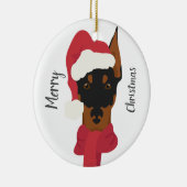 Doberman kerstversiering. sneeuwvlokdecoratie keramisch ornament (Rechts)
