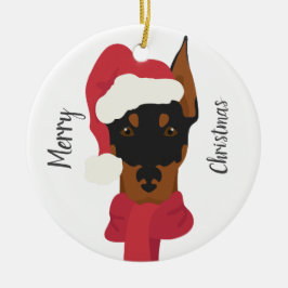 Doberman kerstversiering. sneeuwvlokdecoratie keramisch ornament