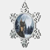 Doberman-kerstversiering Tin Sneeuwvlok Ornament (Rechts)