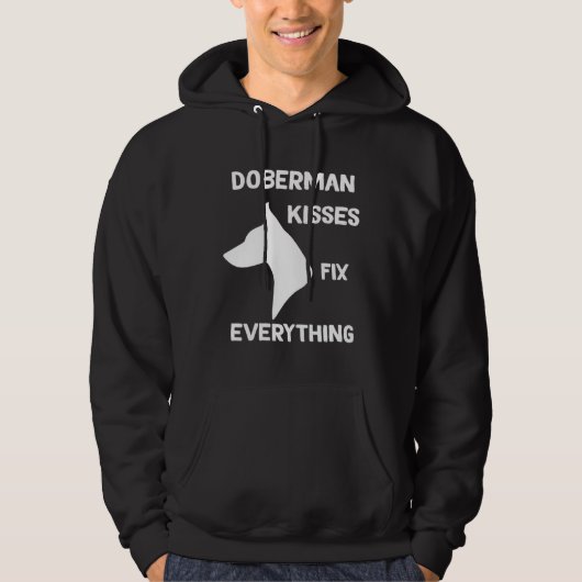 Doberman kisses fix everything Dobie Mom Hoodie (Voorkant)