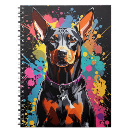 Doberman kleurrijke splash notitieboek