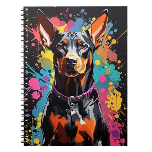 Doberman kleurrijke splash notitieboek (Voorkant)
