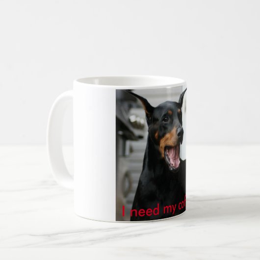 Doberman koffiebeker. koffiemok (Voorkant links)