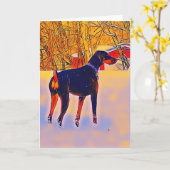 Doberman Late Herfst blank wenskaart Kaart (Gele Bloem)