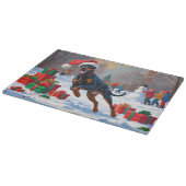 Doberman loopt in de sneeuw met kerst Pet Snijplank (Hoek)